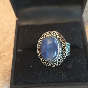 Elegant Blue Stone Silver Ring
